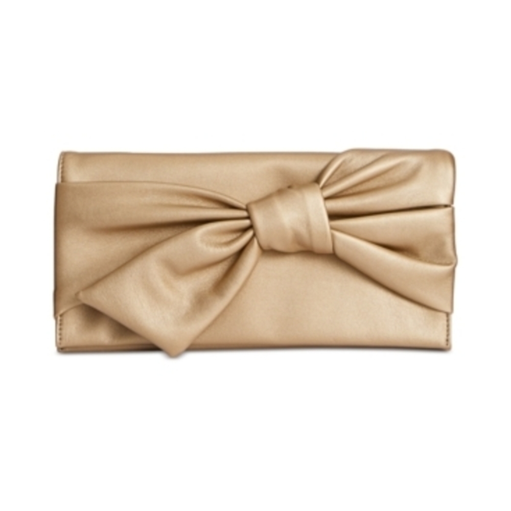 Elegant Gold Clutch with Bow Accent